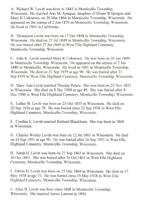 The children of John and Sara (Alderson) Levitt