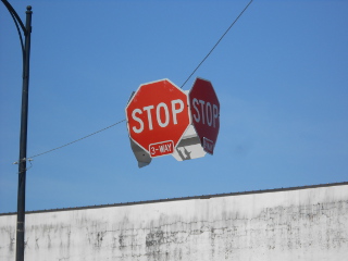 Suspended stop sign