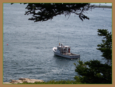 Lobster boat pulled up at float