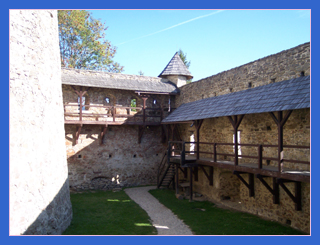 Interior with catwalks erected at gun ports at the castle of Stara L'ubovnia.