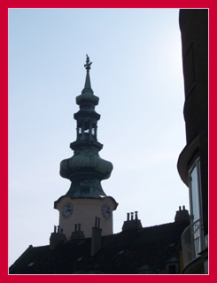 St. Michael's Tower, Bratislava (note, the wires have been removed electronically