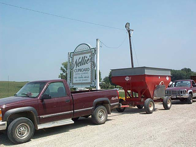 Sign in front of Nellie's Cupboard, Shullsburg, Wisconsin, 2001.