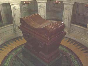 Looking down from the gallery at the enormous wooden tomb holding Napoleon's remains