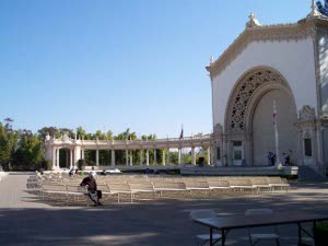 The Shell is surrounded by an intricately decorated colonnade