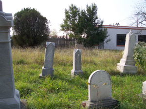 The gravestones in God's Acre are tilting one way and another