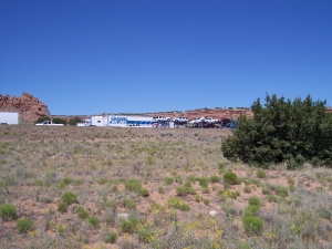 View of Interstate 40 from adjacent dirt road