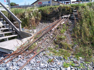 Corroded twisted metal cables head into the water at Heart's Content,
Newfoundland, site of the original transatlantic communications cable