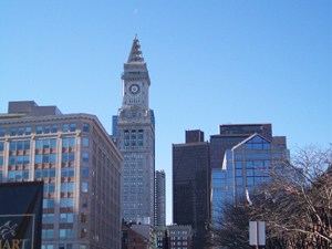 Boston skyline in the pale autumn light