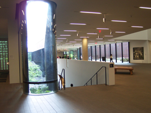 The architect made this garden part of the building using curved glass walls