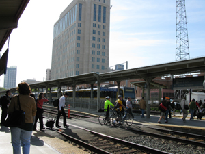 Leaving the Sacramento Amtrak station