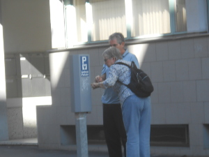 A Basel native helps Bryan figure out how to enter his parking fee